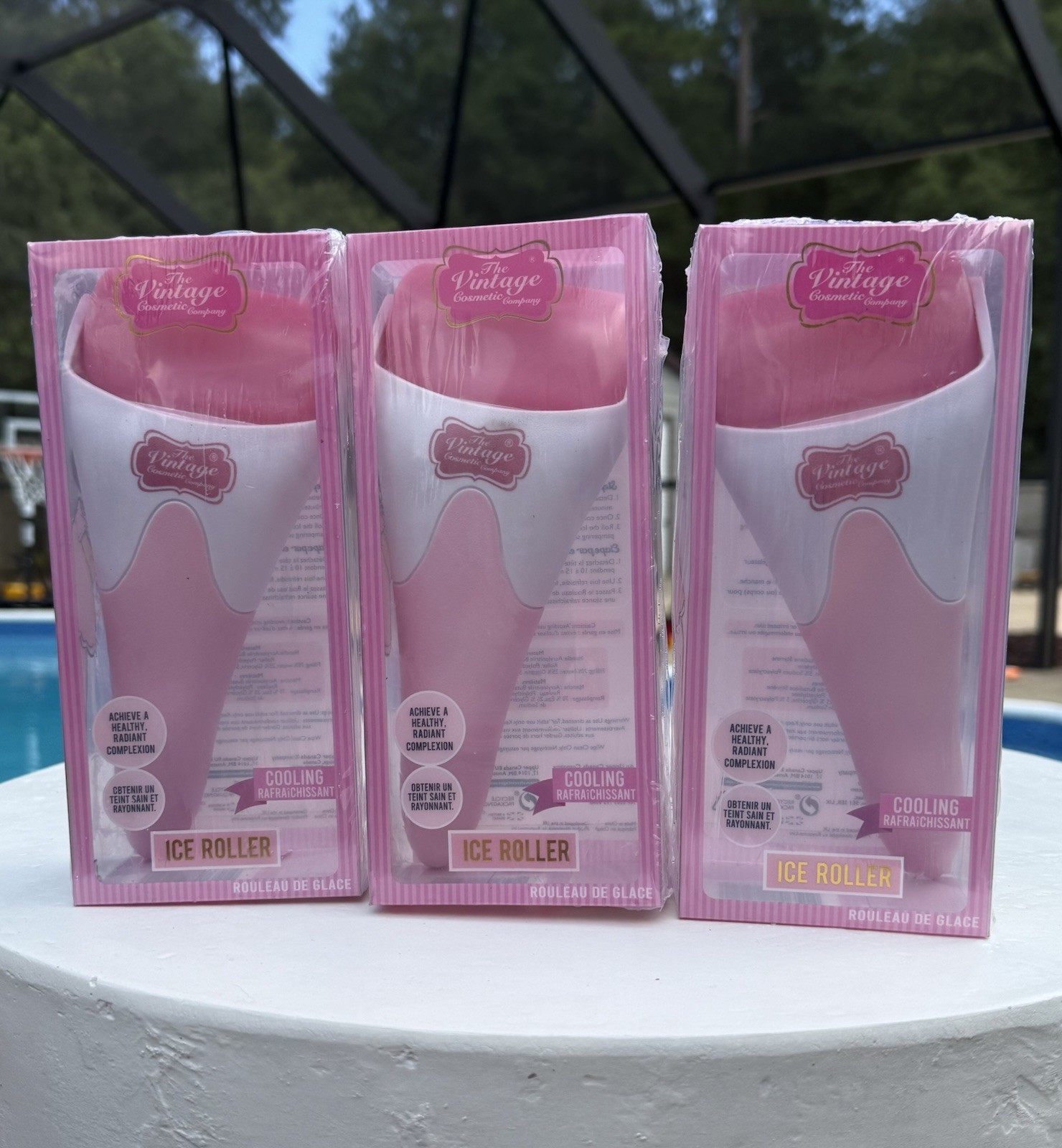 (3) New – The Vintage Cosmetic Company Ice Roller Pink Cooling Facial