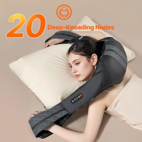 ELOMOL Neck Shoulder Massager with Heat CORDLESS BACK AND NECK MASSAGE – BLACK