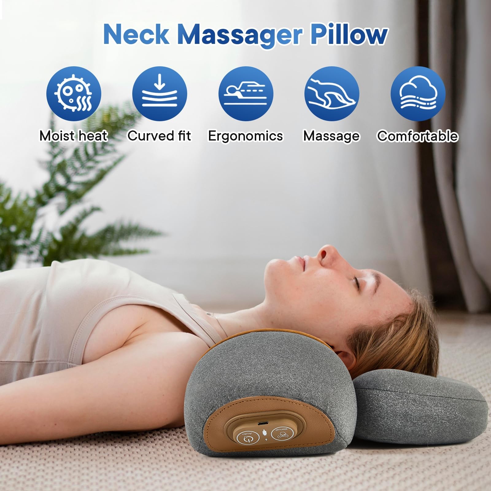 Upgraded Neck Massager Pillow, 3-in-1 Neck Massager, Traction Massage with He…