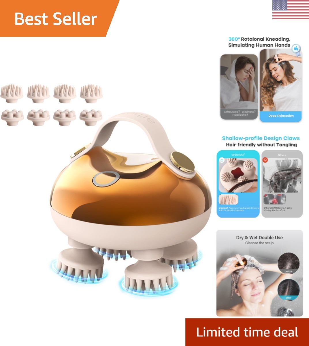 Ergonomic Scalp Massager – 128 Nodes & Rechargeable for Ultimate Comfort