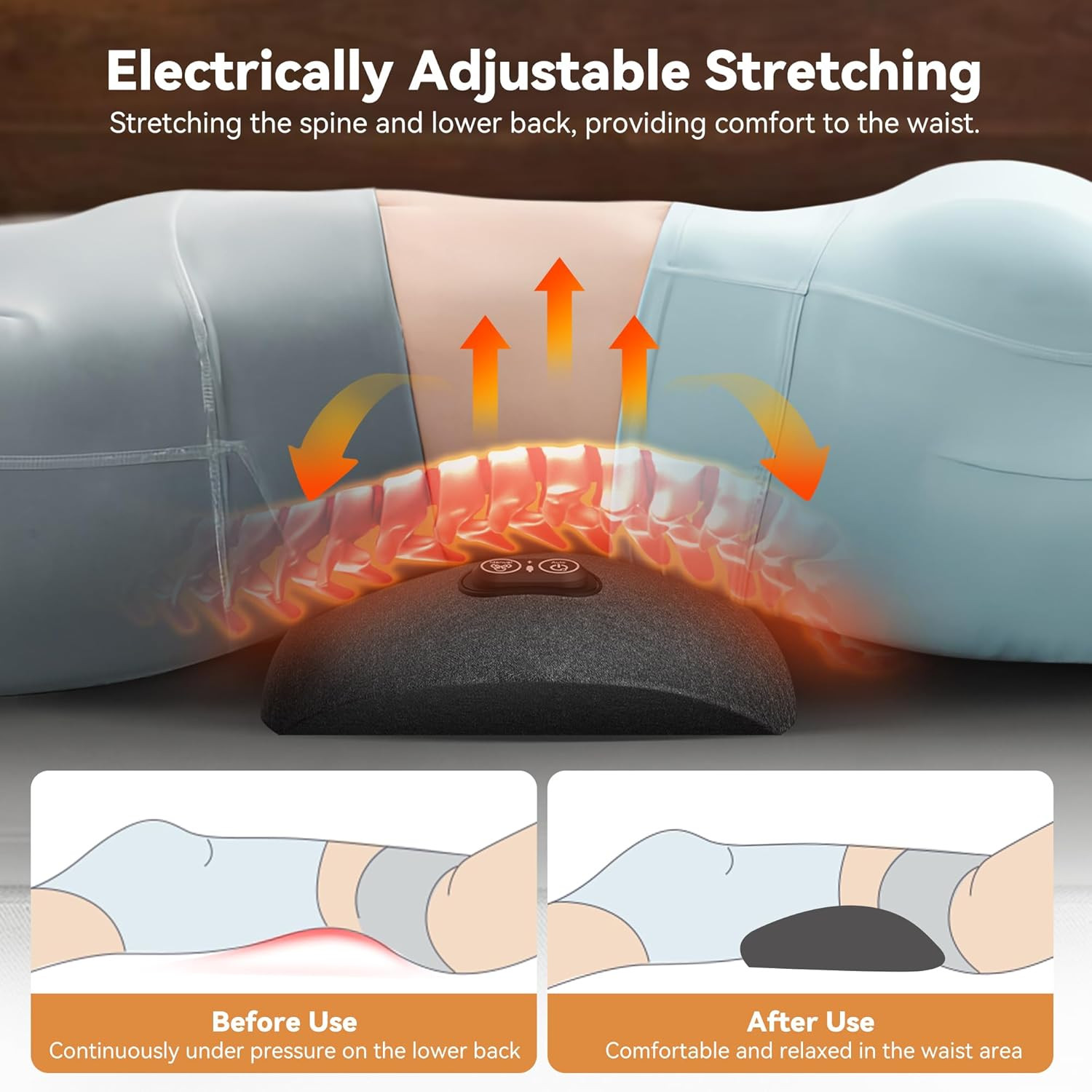 3In 1 Smooth Spine Triple Fusion Back Massager Electric Lumbar Support Pillow Wi