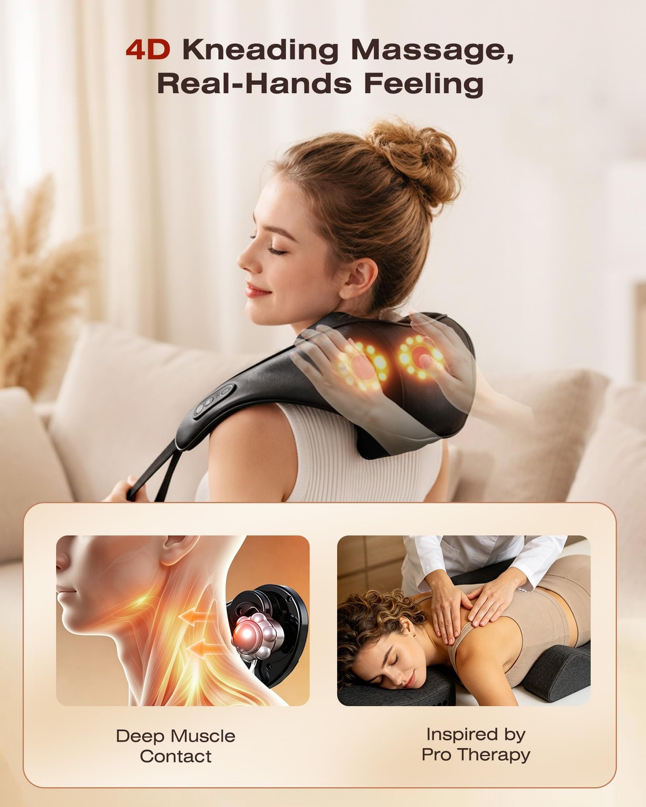 KNQZE Cordless Neck Massager with Graphene Heating & Brushless Motor, Compact…