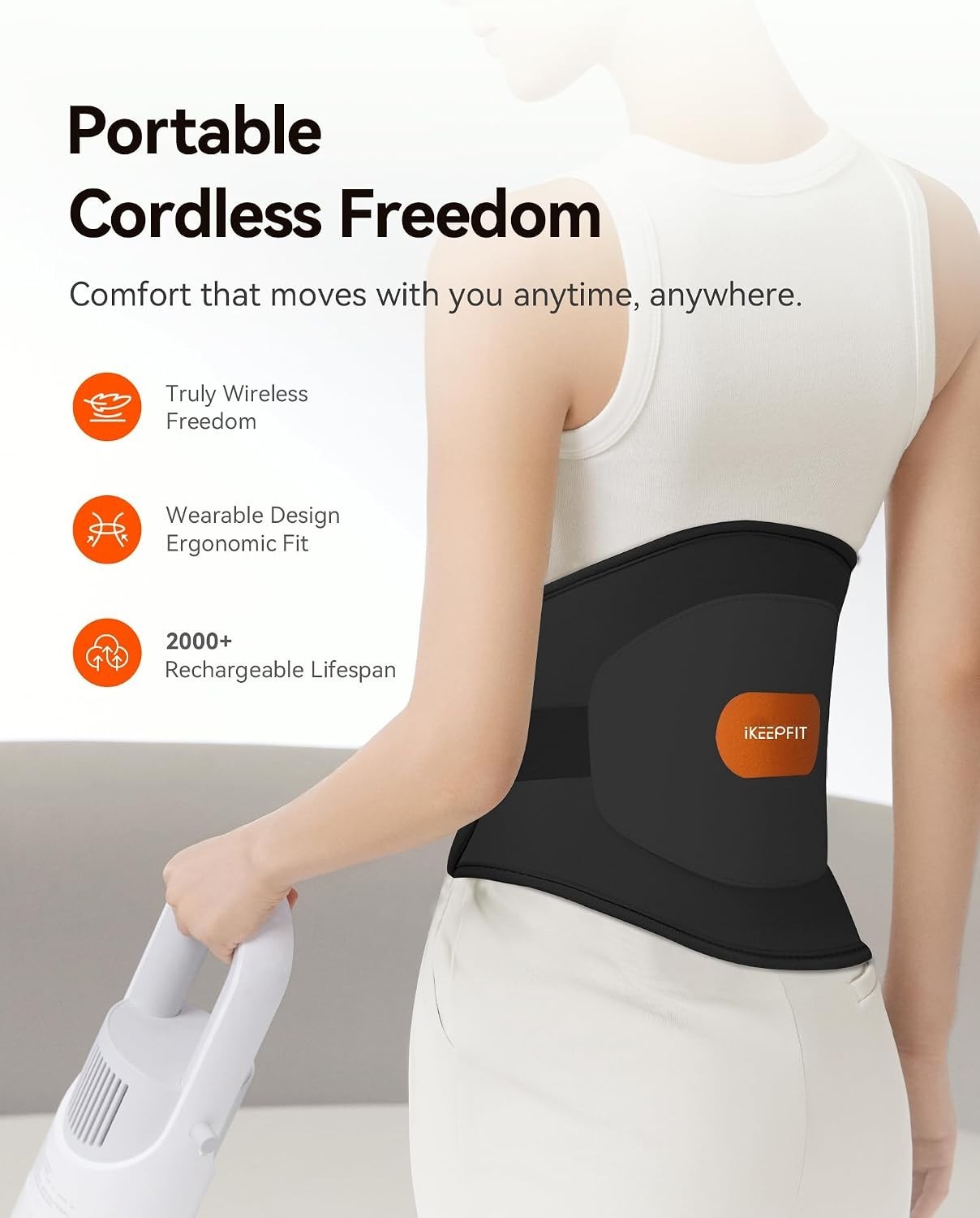 iKEEPFIT Heated Vibrating Massage Belt for Waist, Back, and Abdomen; Brand-New