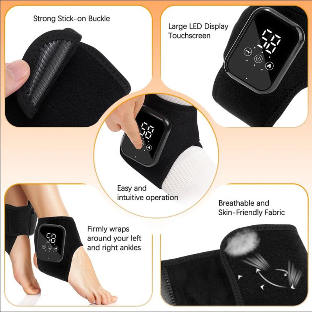 Pair Cordless Foot Ankle Massager Pain Relief with 3 Heat & 3 Vibration Modes