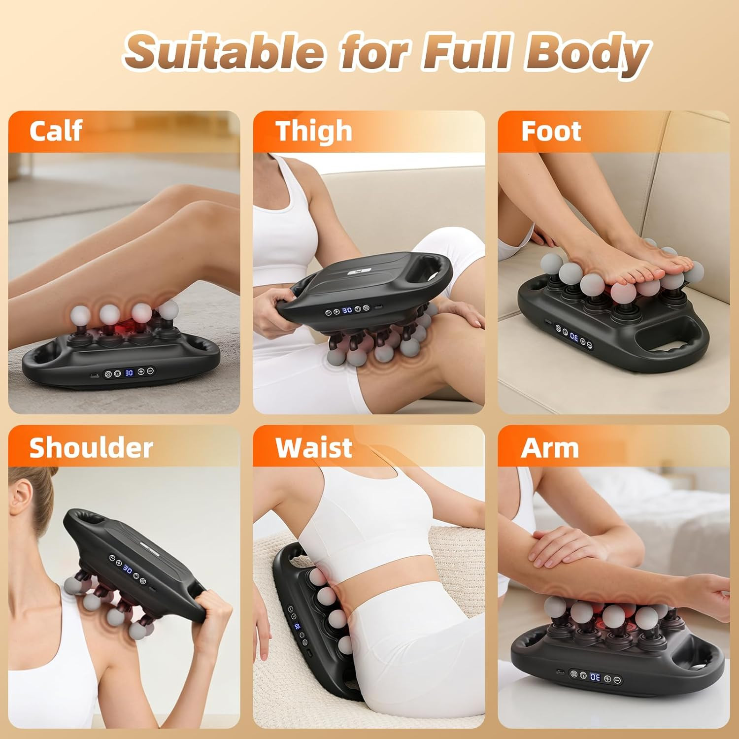 16 Head Deep Tissue Massage Gun, Percussion Muscle Massager with 3 Modes & 30 In