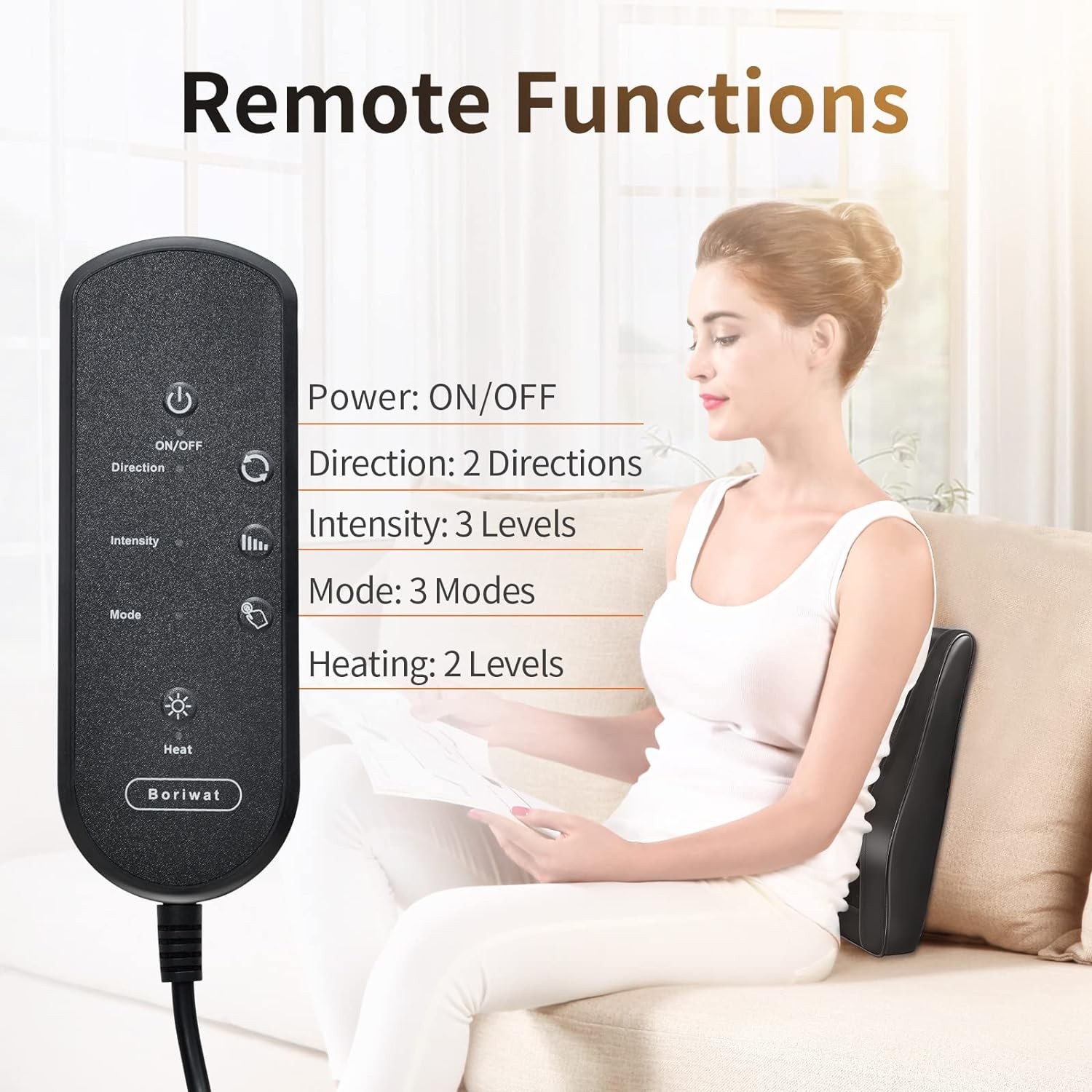 Borwiwat Back Massager with Heat Massagers for Neck and Back 3D Kneading Pillow