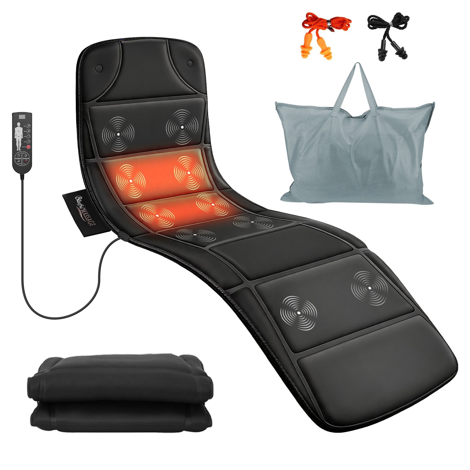 Vibration Massage Mat w/ Heat Massage Mattress Pad w/ 9 Intensities 3 Heating