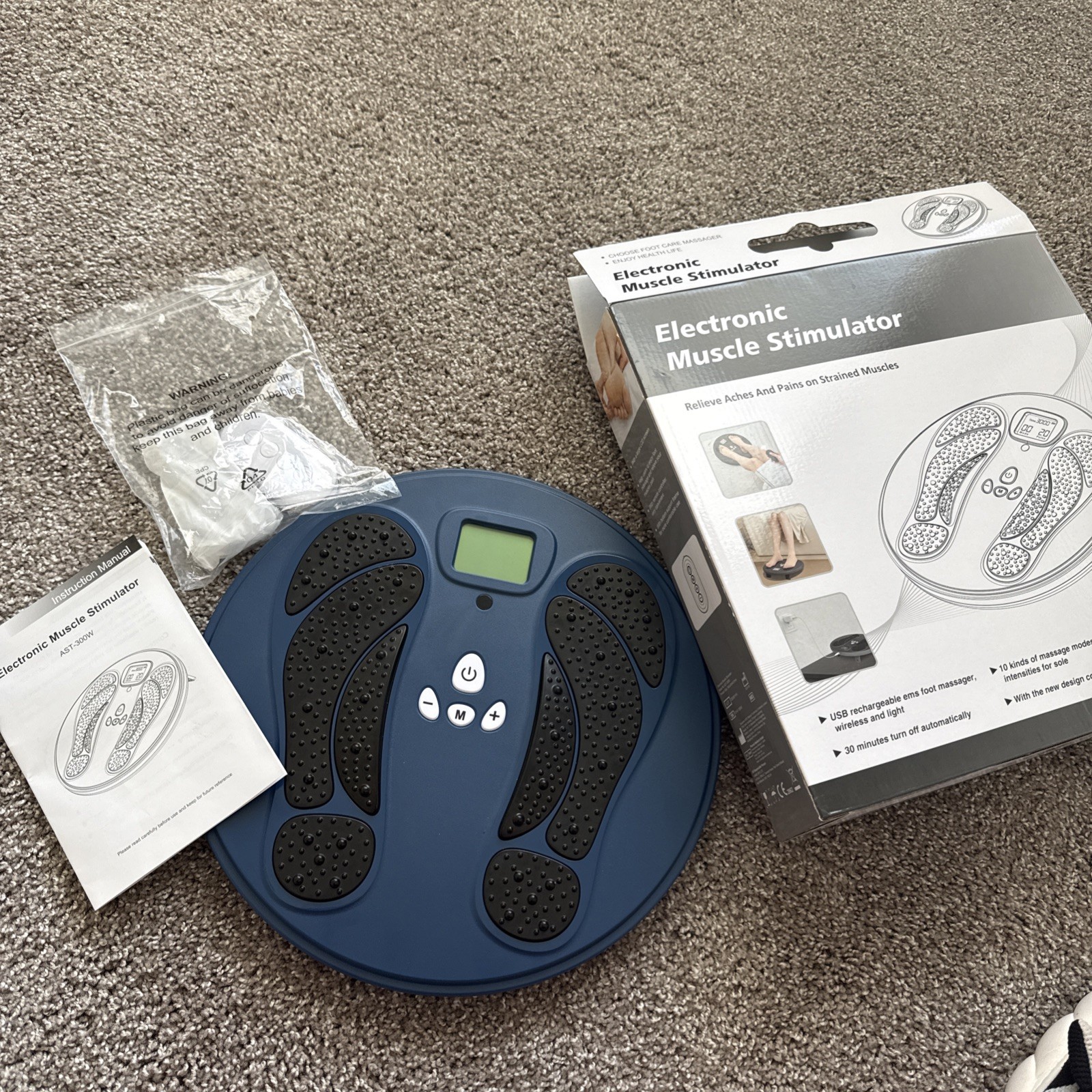 Blue and Black Foot Massage Machine with Digital Display