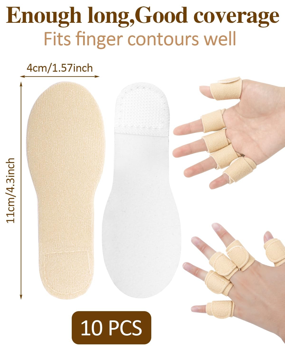 Uwbettry 10pcs Castor Oil Pack Wrap for Fingers, Reusable Khaki