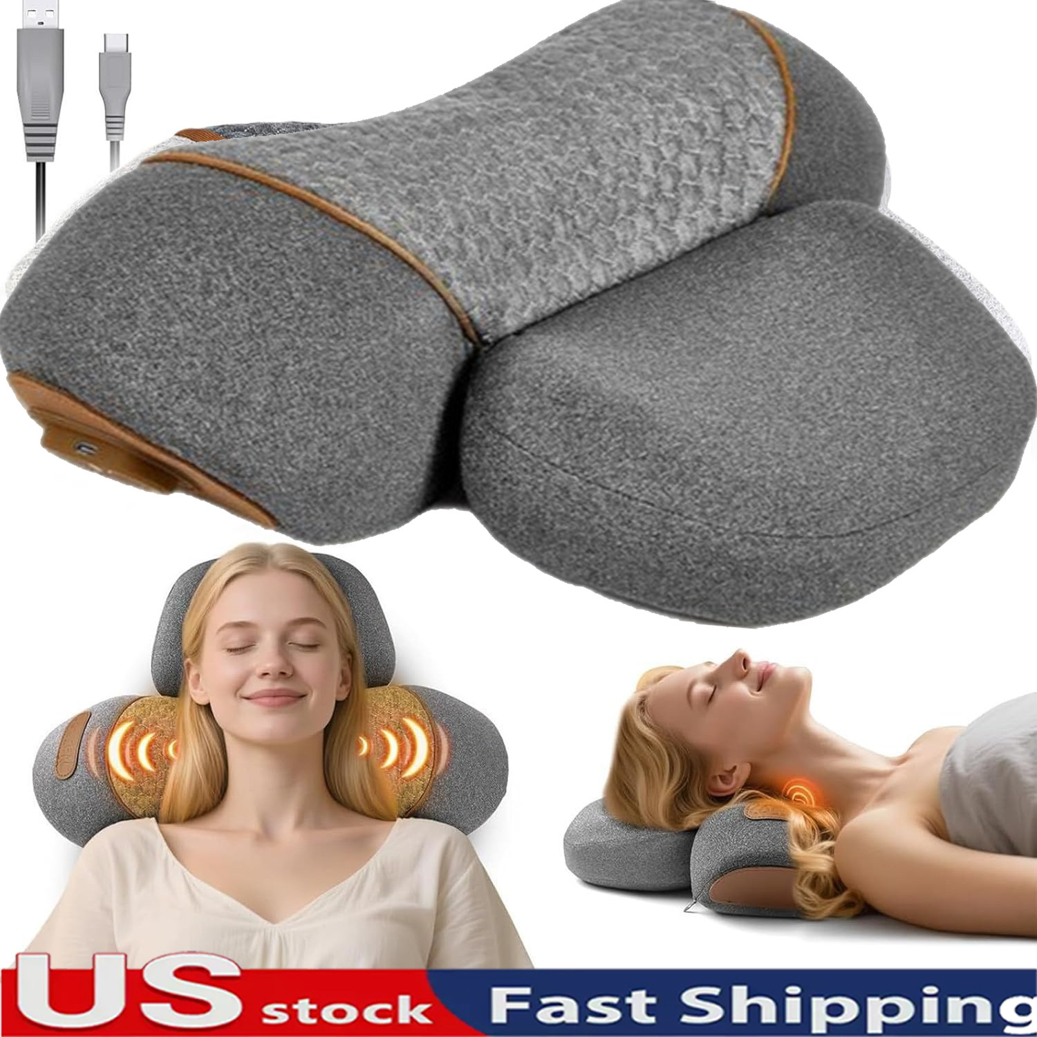 Neck Massager 2026, Neck and Shoulder Relaxer with Heat 3 Modes Portable Pillow