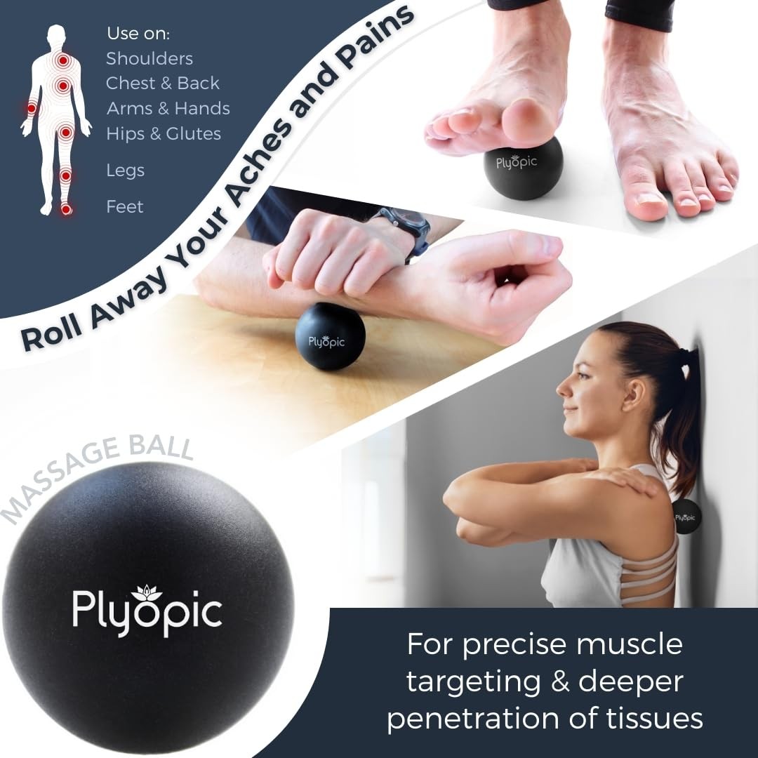 Deep Tissue Massage Ball Set – Set of 4 Lacrosse, Spiky, Peanut and 5” Foam R…