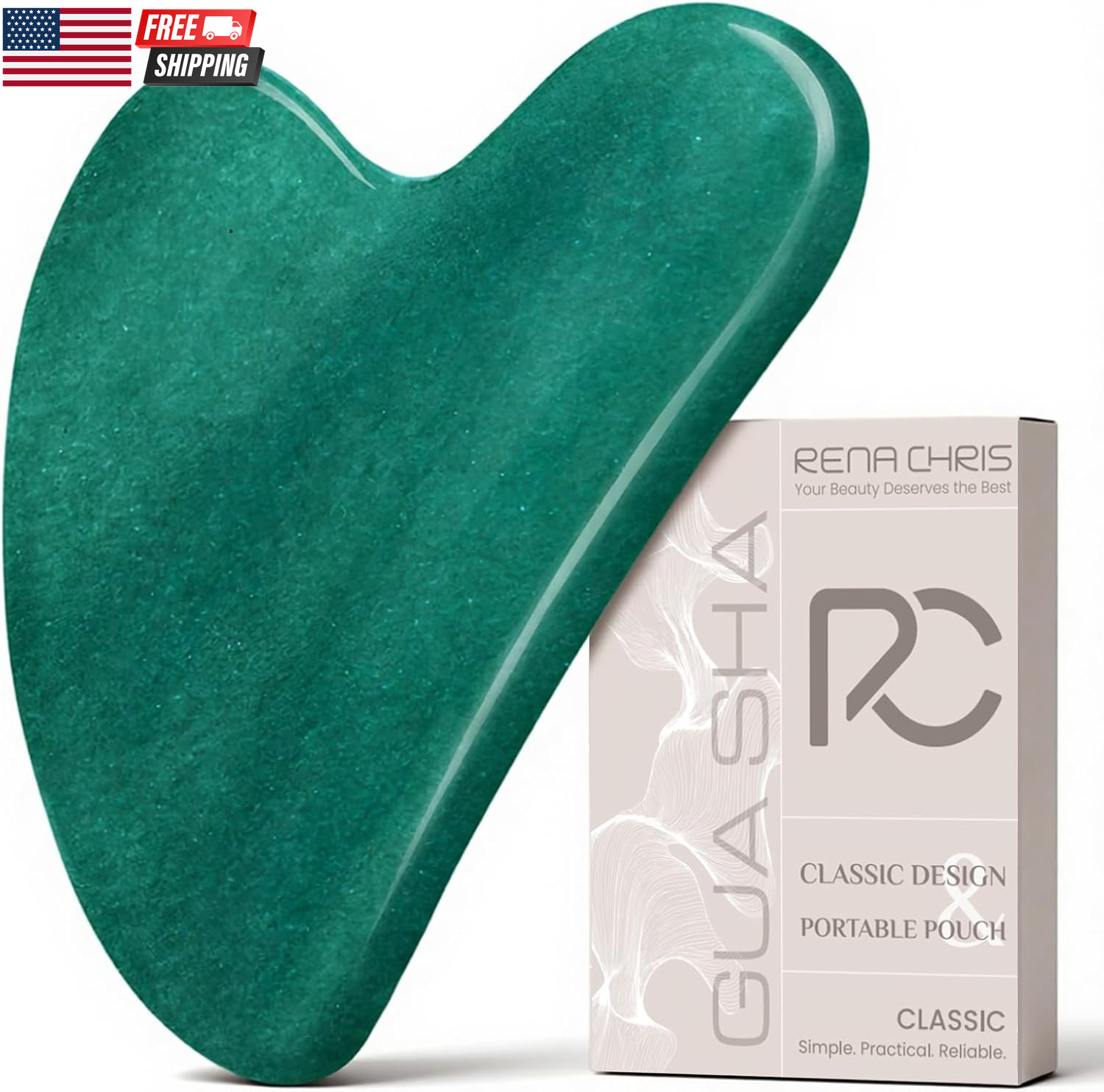 Gua Sha Facial Tools: Jade Stone Guasha Tool for Face Acupuncture Therapy, Facia