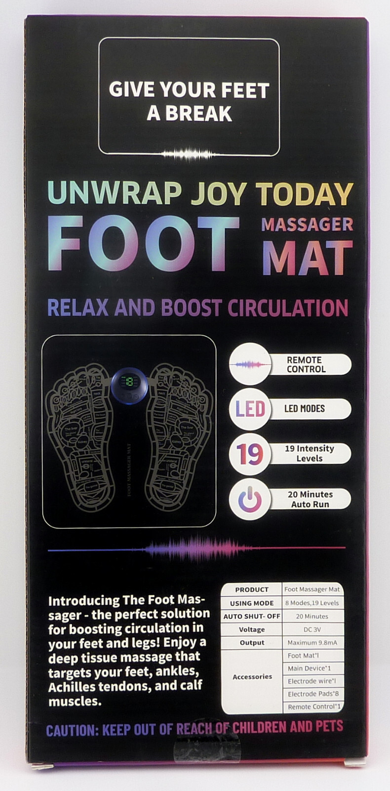 EMS Foot Massager Mat With Remote Control Muscle Relaxation, Back & Leg, TENS