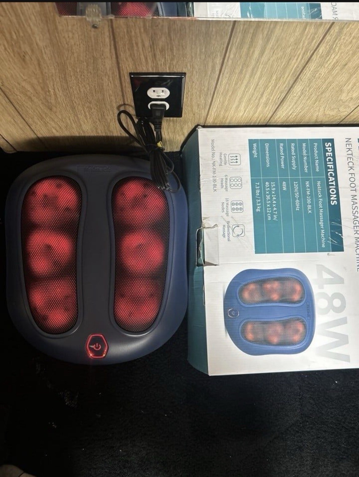 Nekteck Foot Massager Heat, Shiatsu Electric Kneading Foot Massage Machine Blue