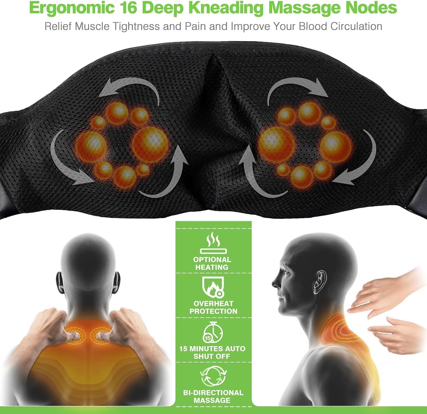 Luxury Shiatsu Neck Massager with Overheat Protection – Ideal Gift for Everyone