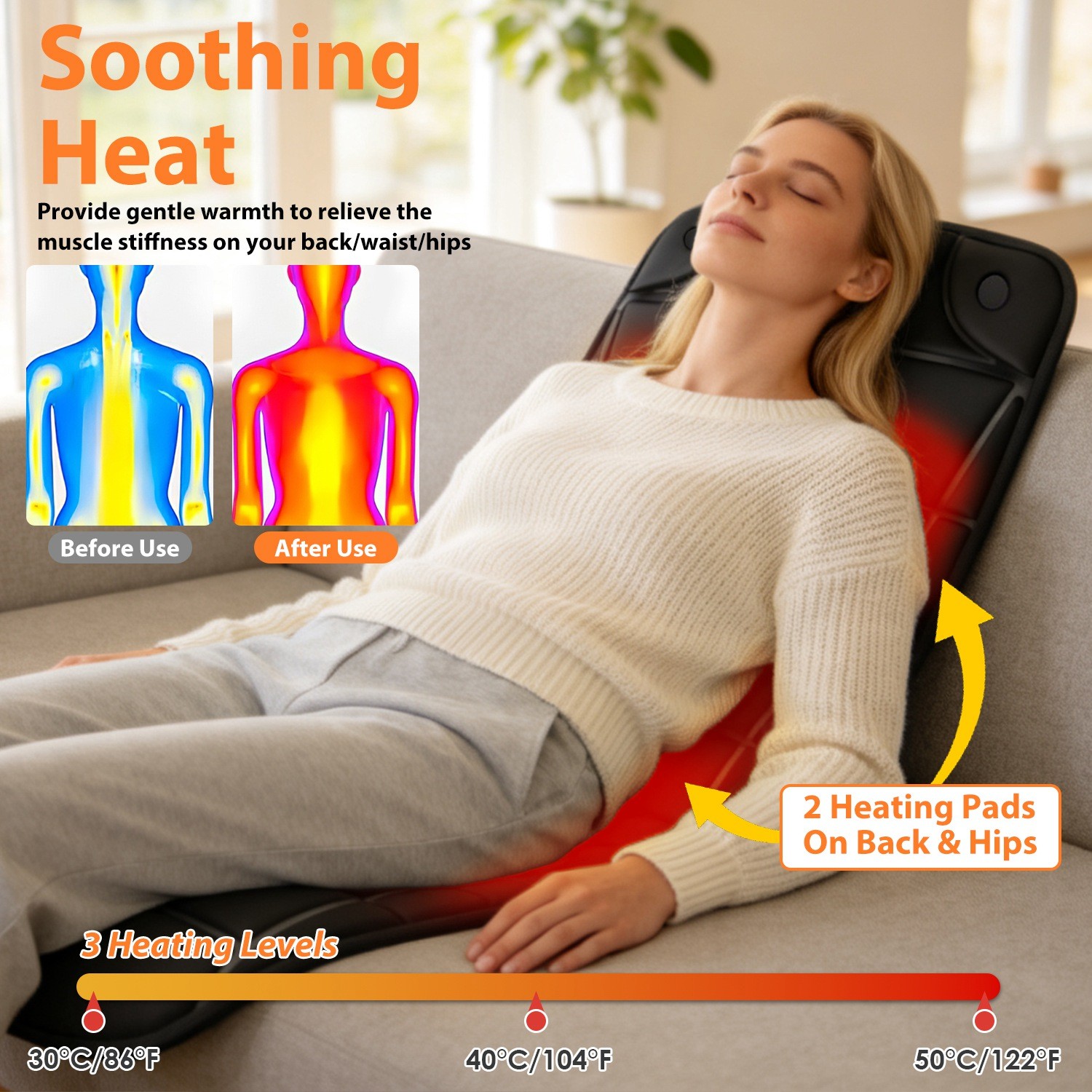 Full Body Massage Mat Pad for Bed Massage Chair Pad w 10 Vibration Motor&5 Modes