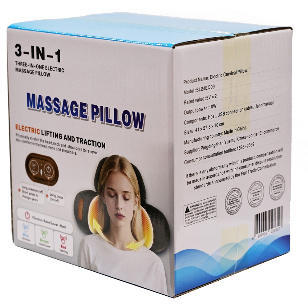 3-in-1 Rechargeable Neck Massager Pillow Neck Hump w/ Heating Traction Function
