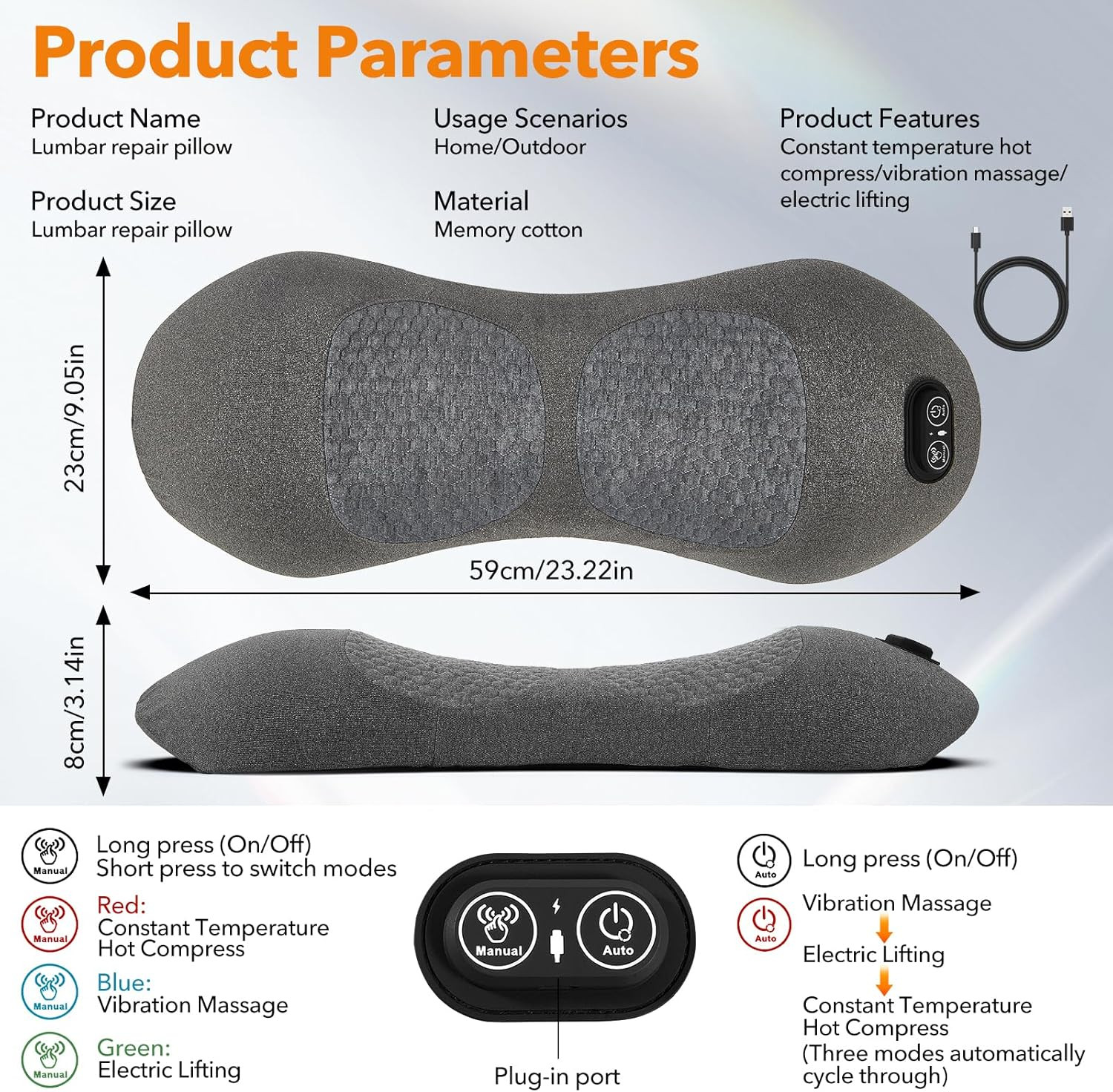 Smooth Spine Triple Fusion Back Massager with Heat – Sciatica Pain Relief & Spin