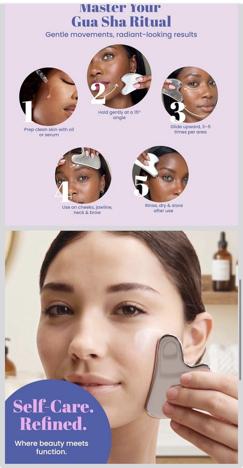 Stainless Steel Gua Sha Facial Massager Cooling Metal Skincare Tool