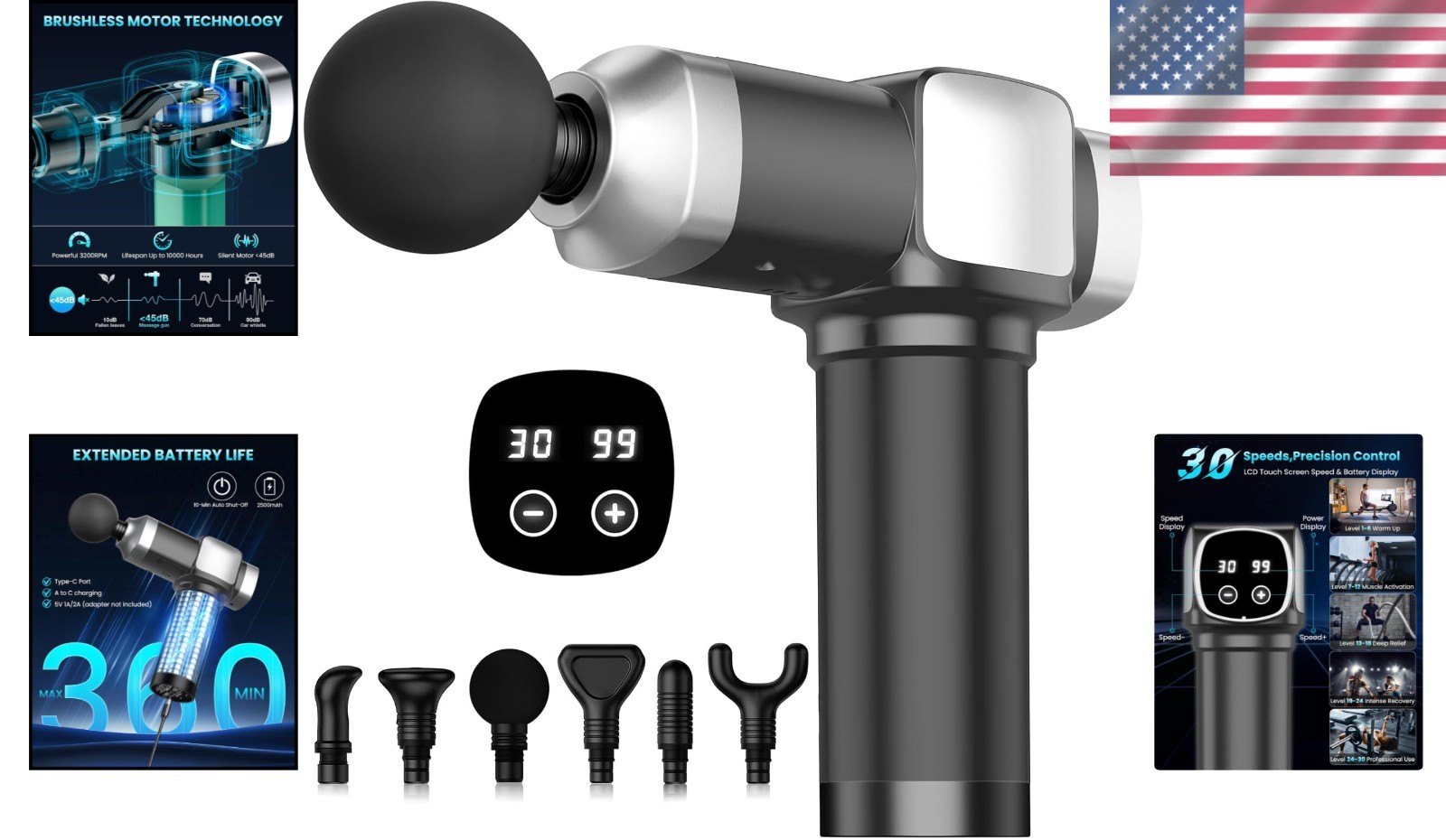 Ultimate Deep Tissue Muscle Massage Gun – Silent, Portable, and Powerful Relief