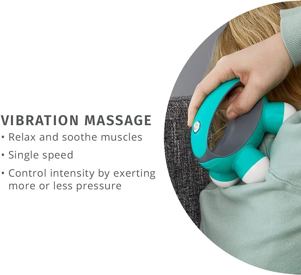 Homedics, Quatro Mini Hand-Held Massager with Hand Grip, Battery Operated.