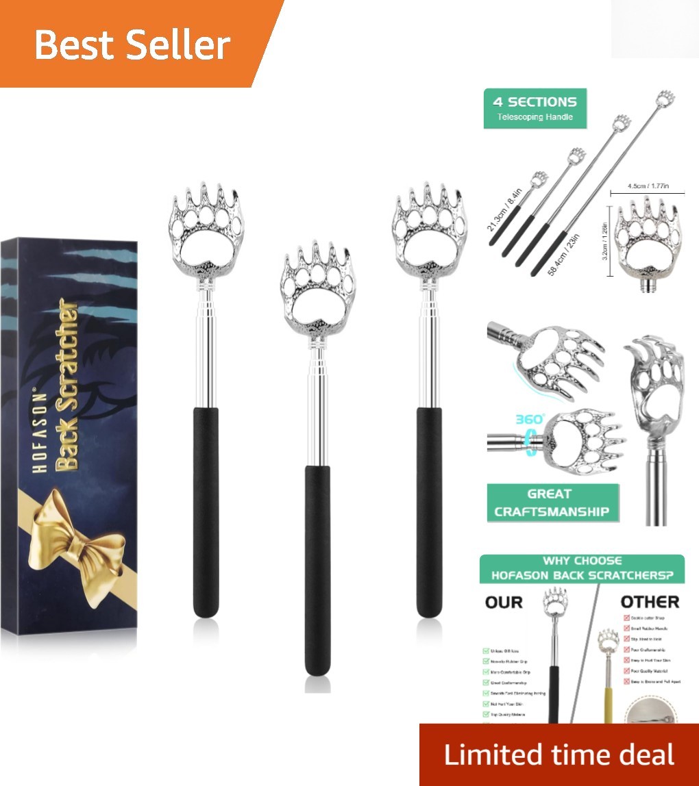 Christmas Stocking Stuffers: 3 Pack Telescopic Back Scratchers for Everyone