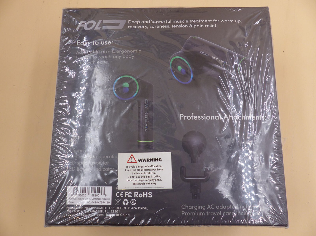 REATHLETE FOLD INTERCHANGEABLE FOLDING PERCUSSION MASSAGER 3200RPM 5H BATTERY