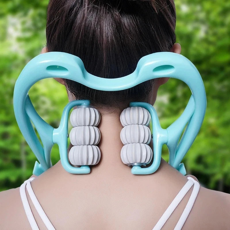 Multifunctional Six-Wheel Neck Massager Roller for Pain Relief and Relaxation