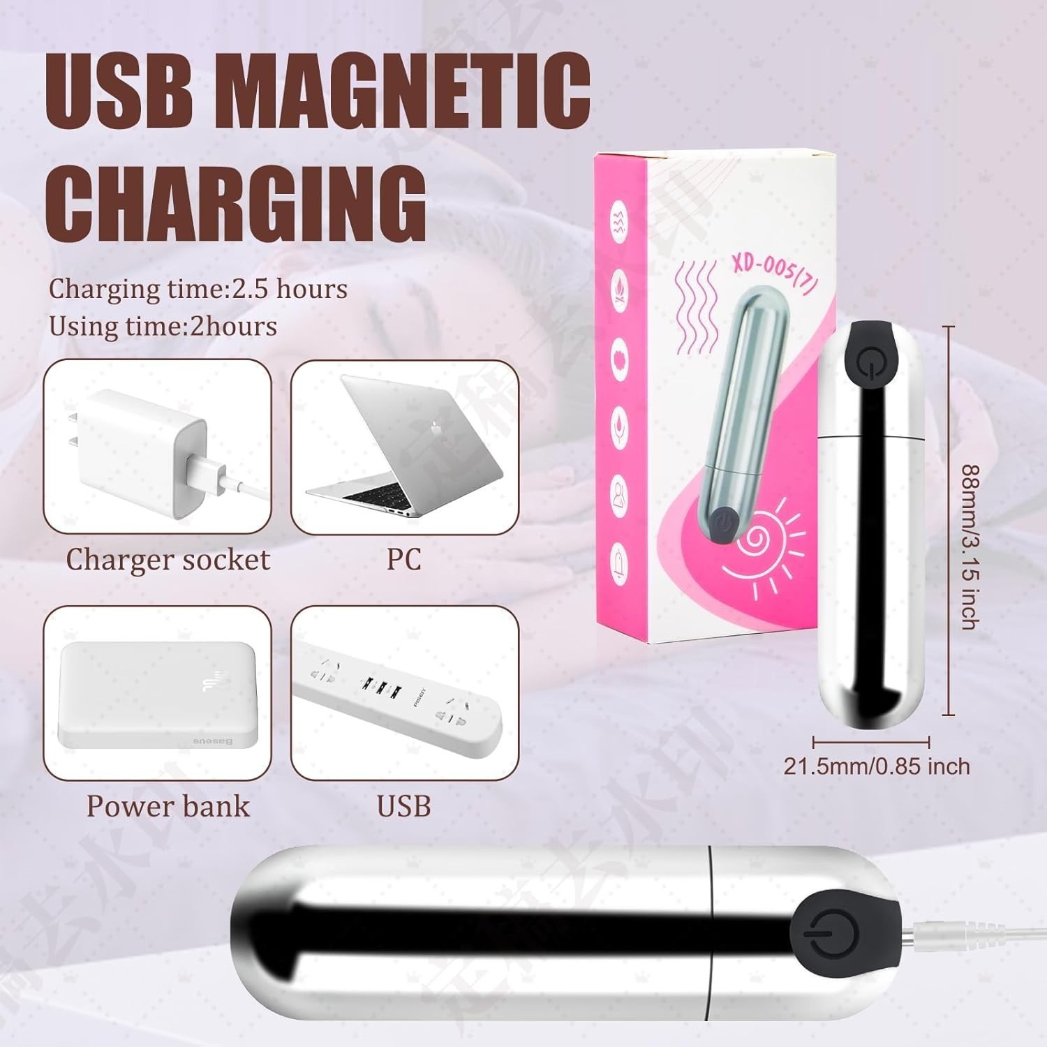 New Portable Massager, Silicone Skin Friendly for Massage Body Relaxation Silver