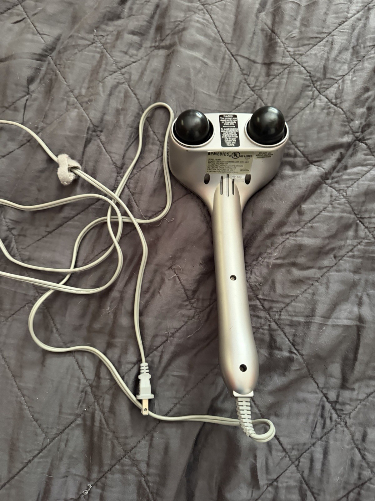 HoMedics MCS-150H Percussion Handheld Heated Massager, Corded, 2 Heads, Gray