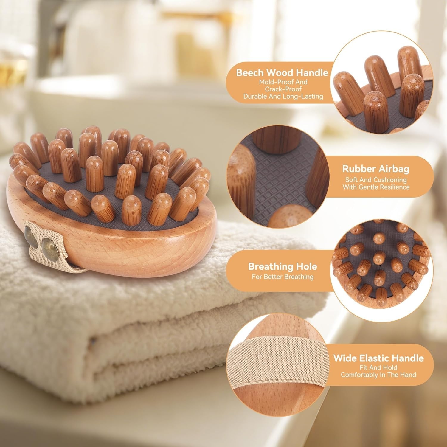 Wood Therapy Massage Tools – 2-Pack Wooden Meridian Massage Brush for Cellulite,