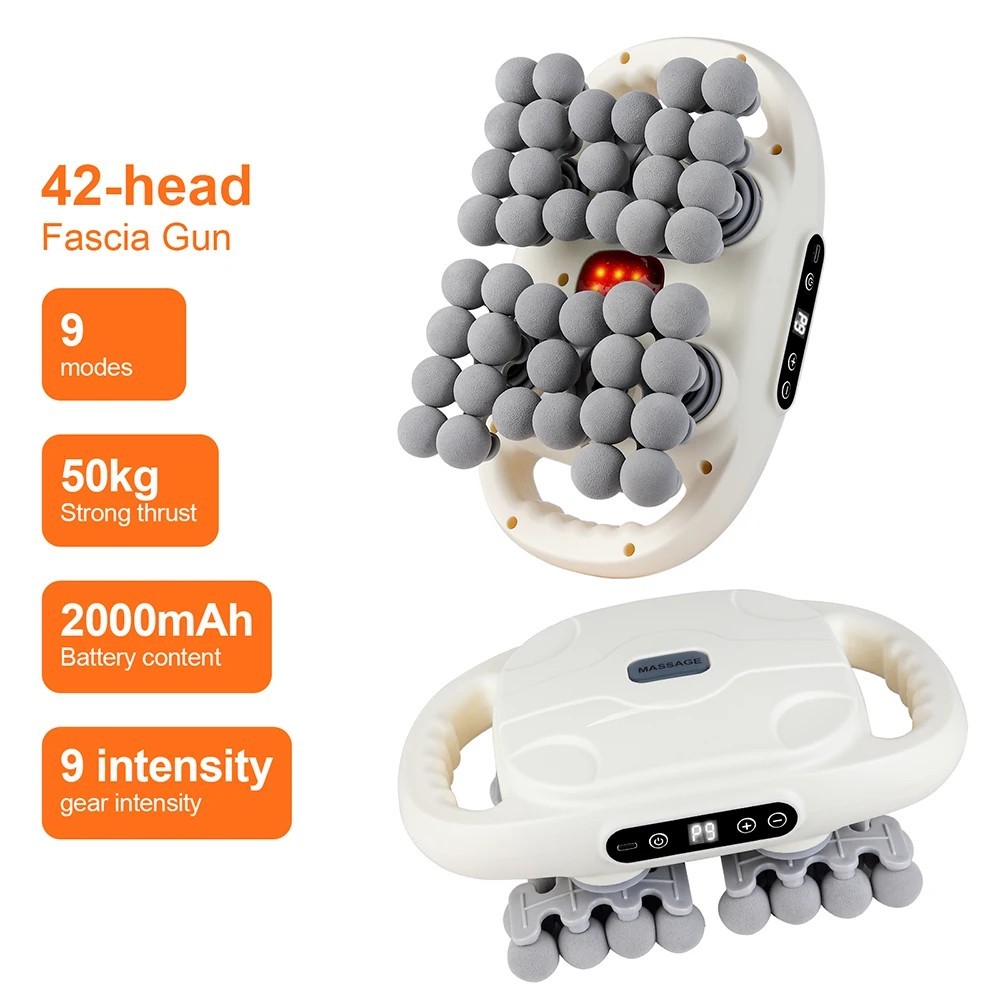 42 Heads Fascia Massage Gun Deep Tissue Muscle Body Massager Device Tool