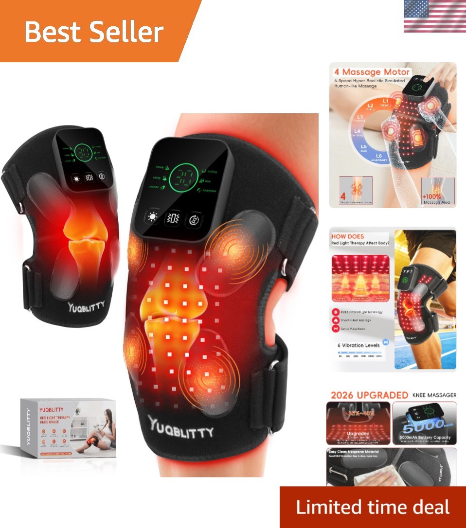 Upgraded Red Light Therapy Knee Brace Massage with 4 Vibration Motor, 5000mAh…