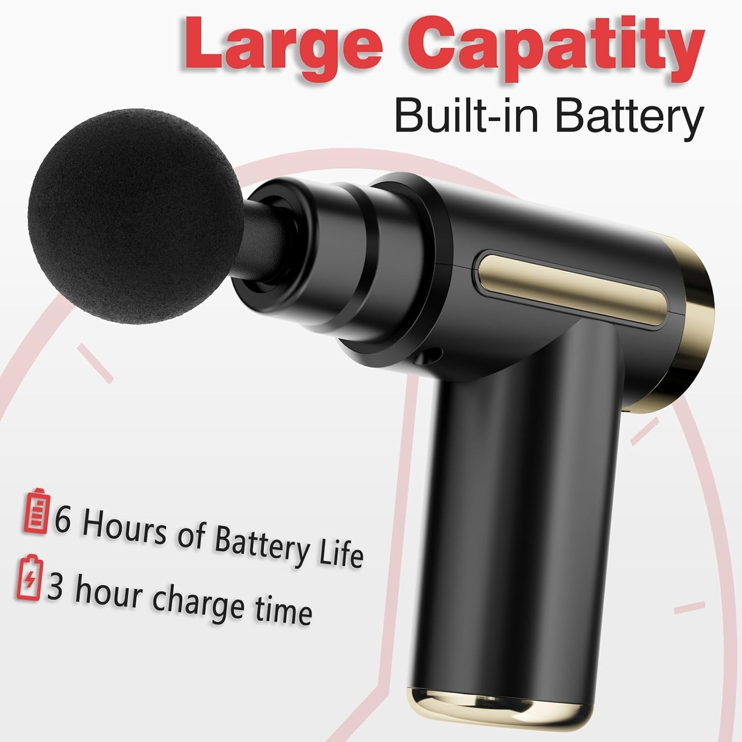 Massage Gun Percussion Massager Deep Tissue Muscle Vibrating Relaxing + 4 Heads