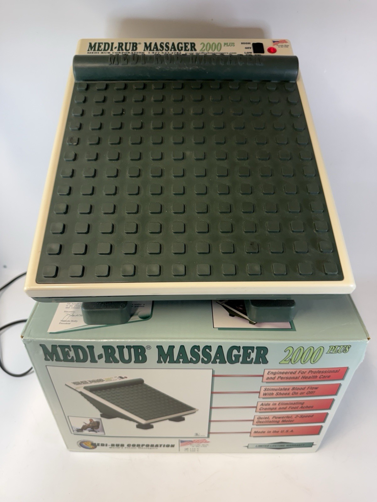 Medi-Rub Massager 2000 Plus MR-3F 2 Speed Vibrating Foot Massager Tested Works