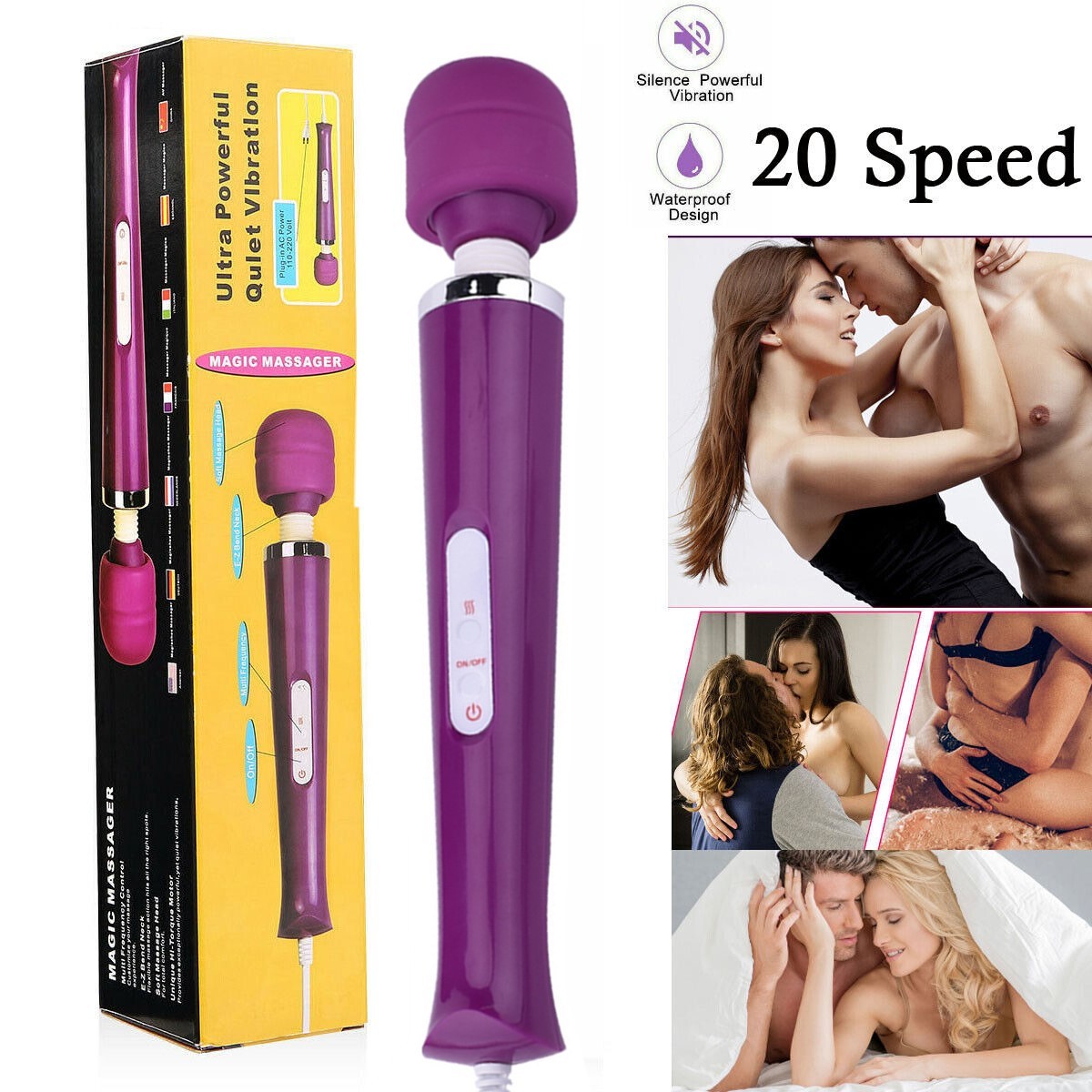 Personal Massage Multi Speed Neck Full Body Wand Massager Vibrator For Men Women