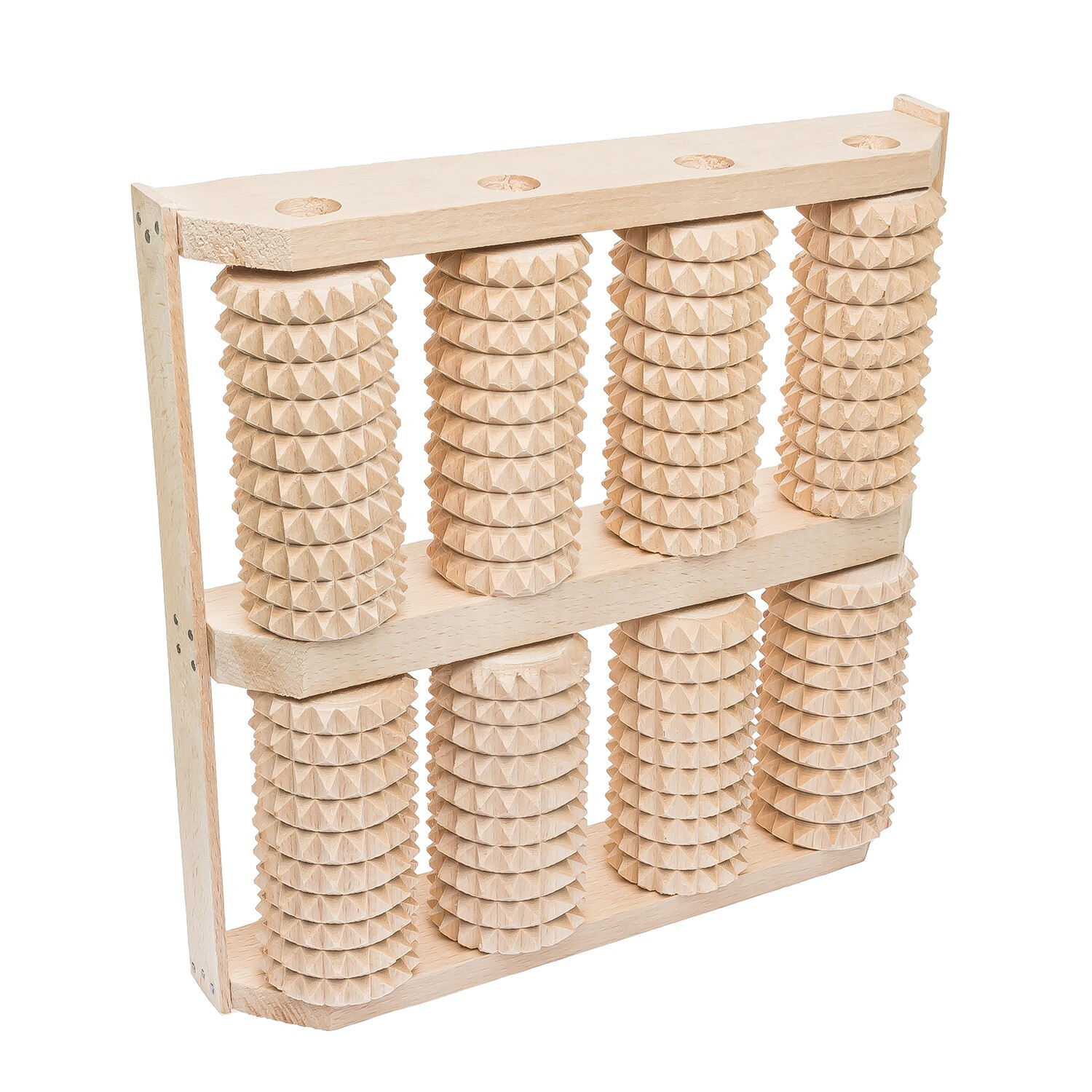 Wooden Foot Roller Massager, 8 Rollers for Both Feet, 10x10x2 in