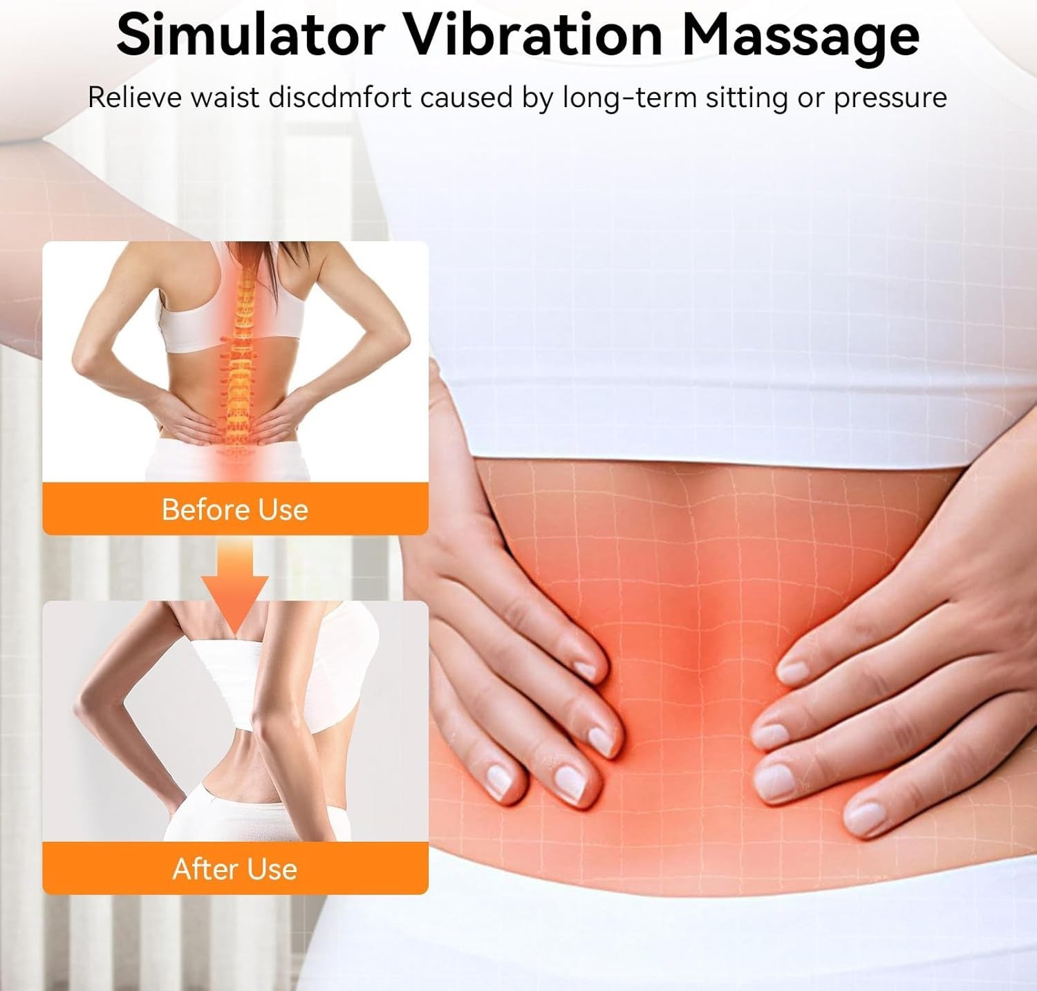 3 In1 Lumbar Support Pillow Smooth Spine Triple Fusion Back Massager Memory Foam