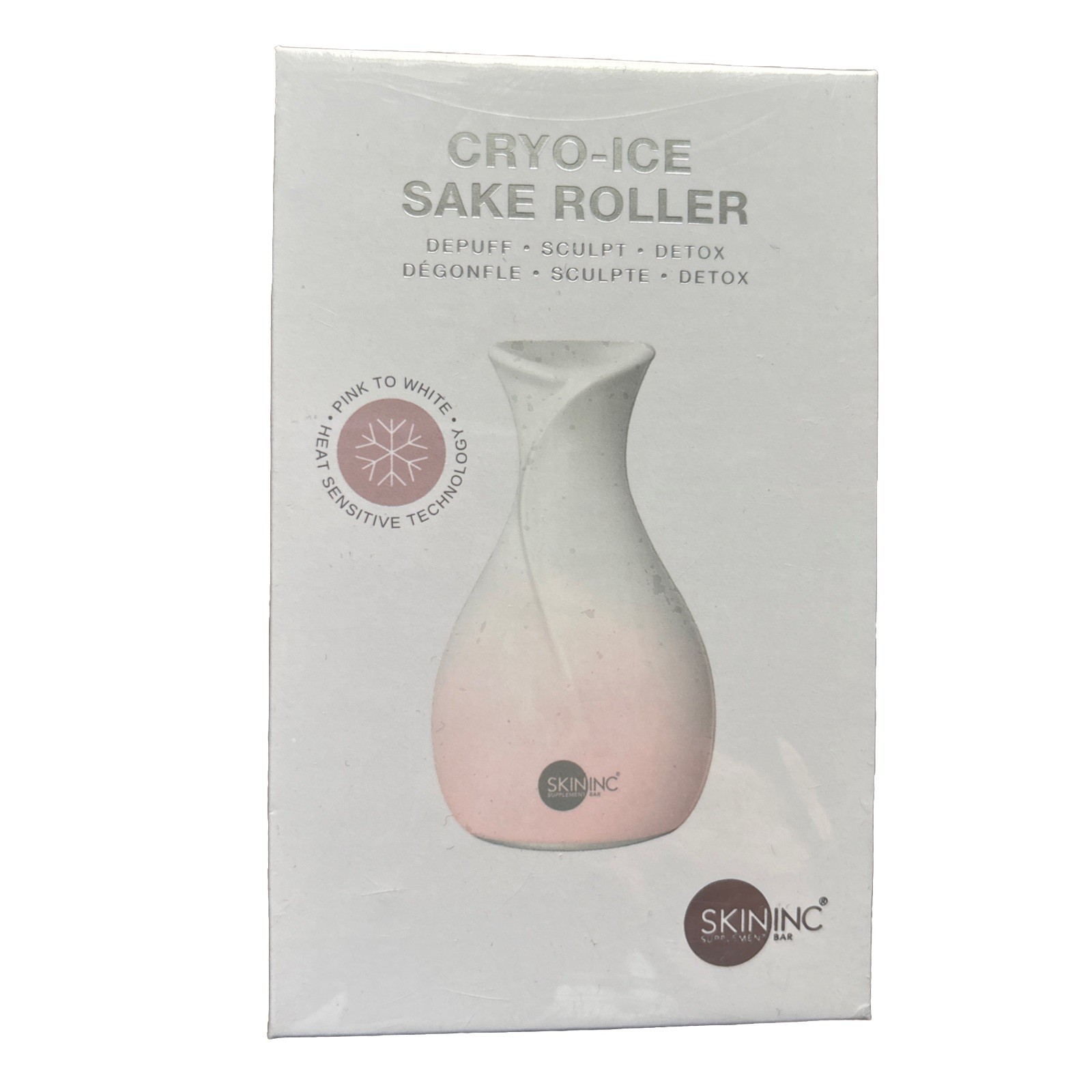 Skin Inc Cryo Ice Sake Roller – Depuff Sculpt Detox – Pink To White New Sealed