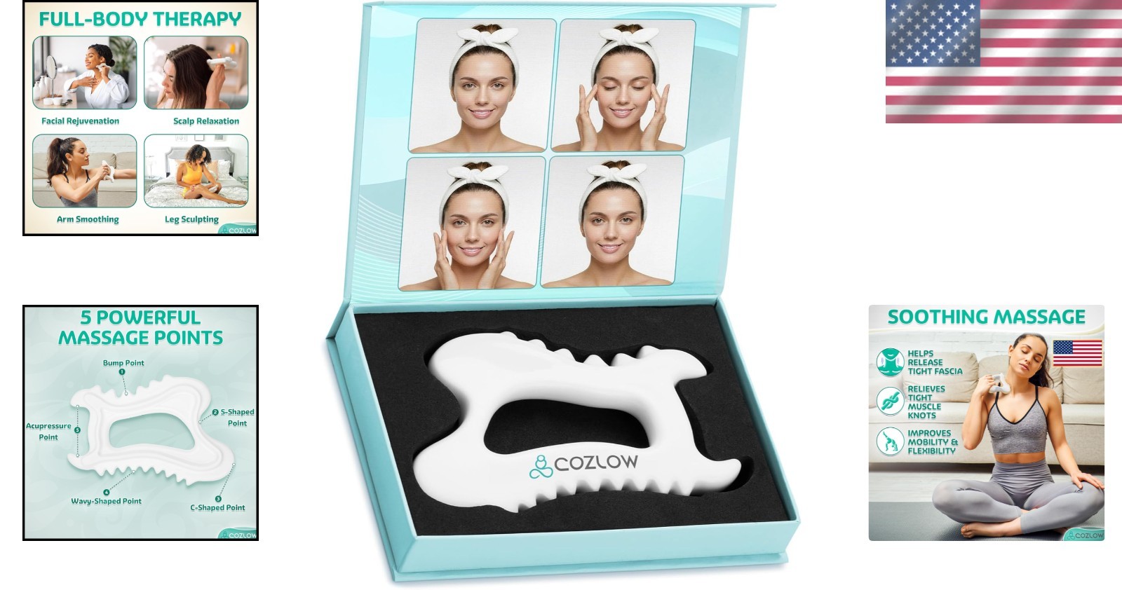 Portable Ceramic Gua Sha Tool for Effective Lymphatic Drainage & Relaxation