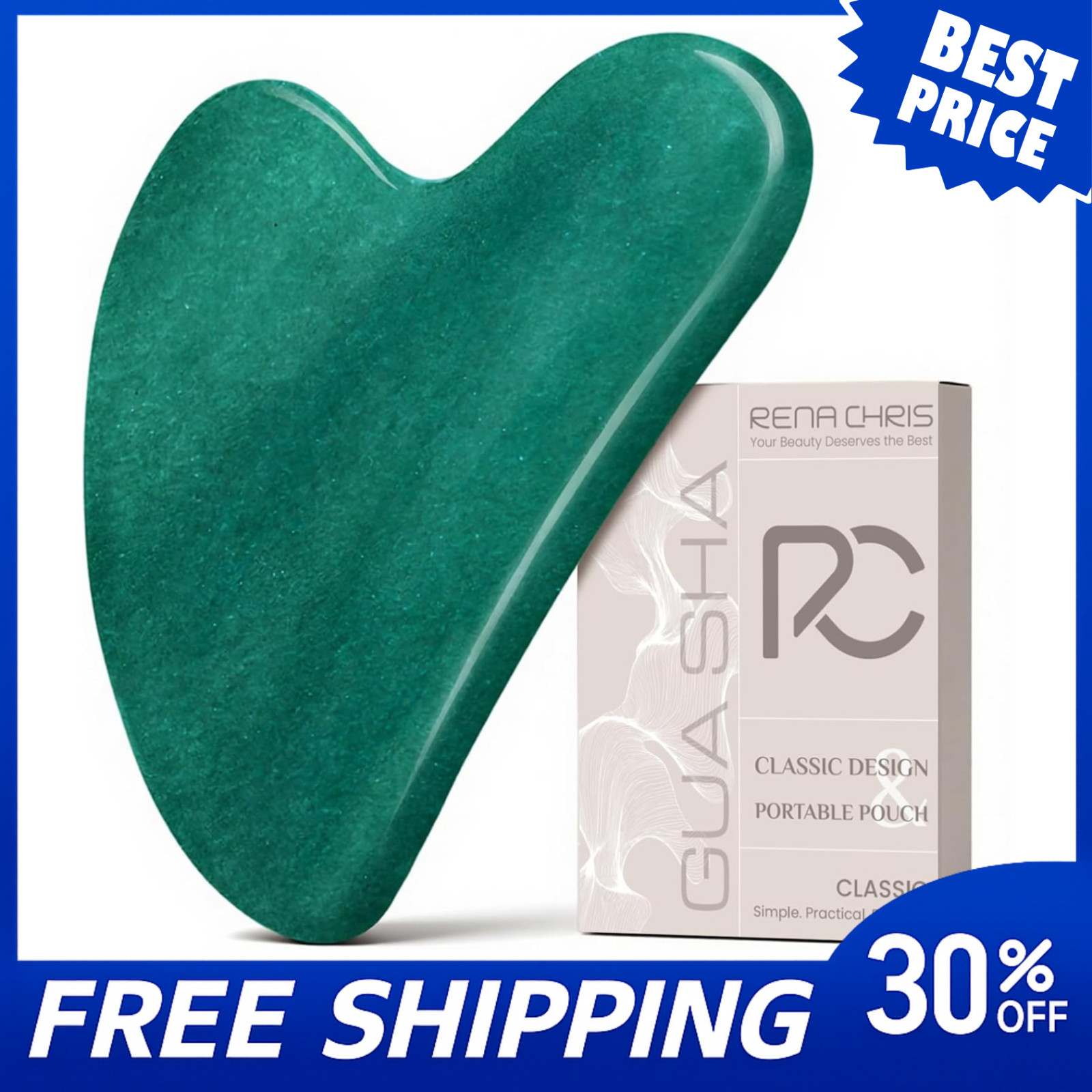 Gua Sha Facial Tools: Natural Jade Stone Guasha Tool for Face Acupuncture Thera*