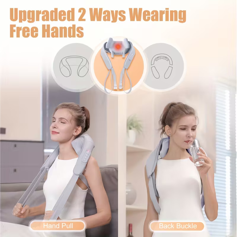Neck Massager Heat 6D Shiatsu Neck Shoulder Massager Deep Tissue Back
