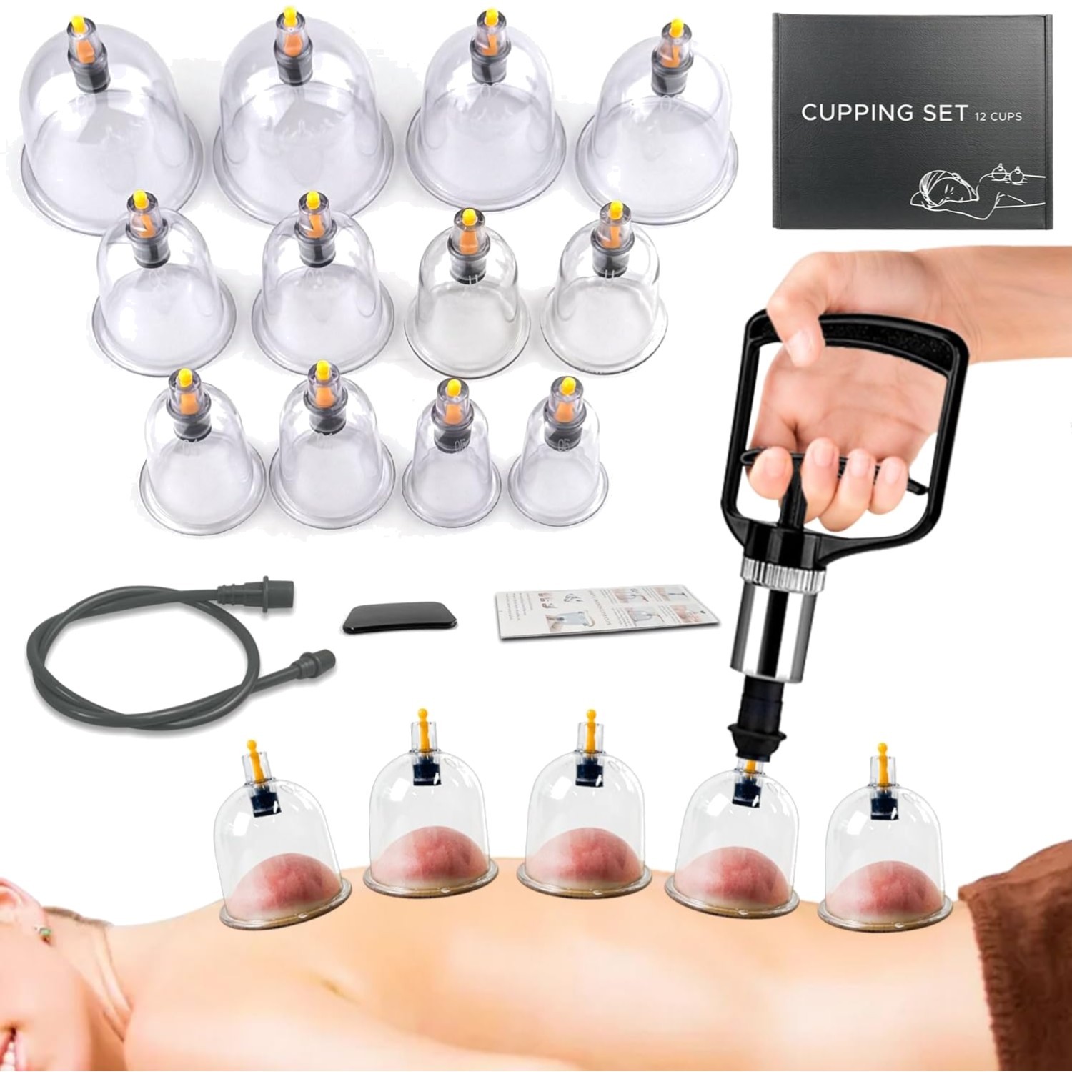 Cupping Kit for Massage Therapy Set with Pump 12 Massage Cups for Cellulite R…
