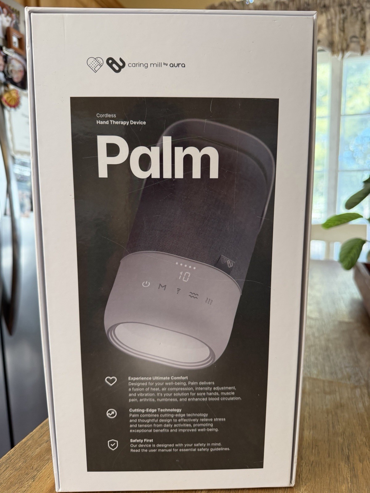 Caring Mill by Aura Palm Cordless Hand Massager Air Compression Heat Vibrating