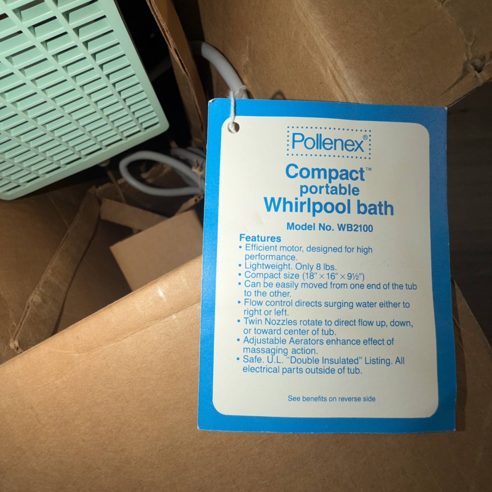 VTG 1976 Pollenex WB2100 Compact Whirlpool Bath-NEW OPEN Box & Instructions