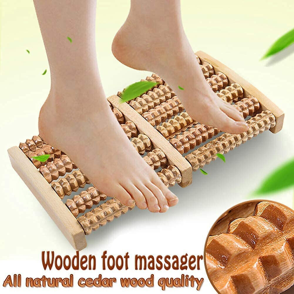 Acupuncture Solid Wooden Roller Foot Massager Body Stress Buster Leg Pain Relief