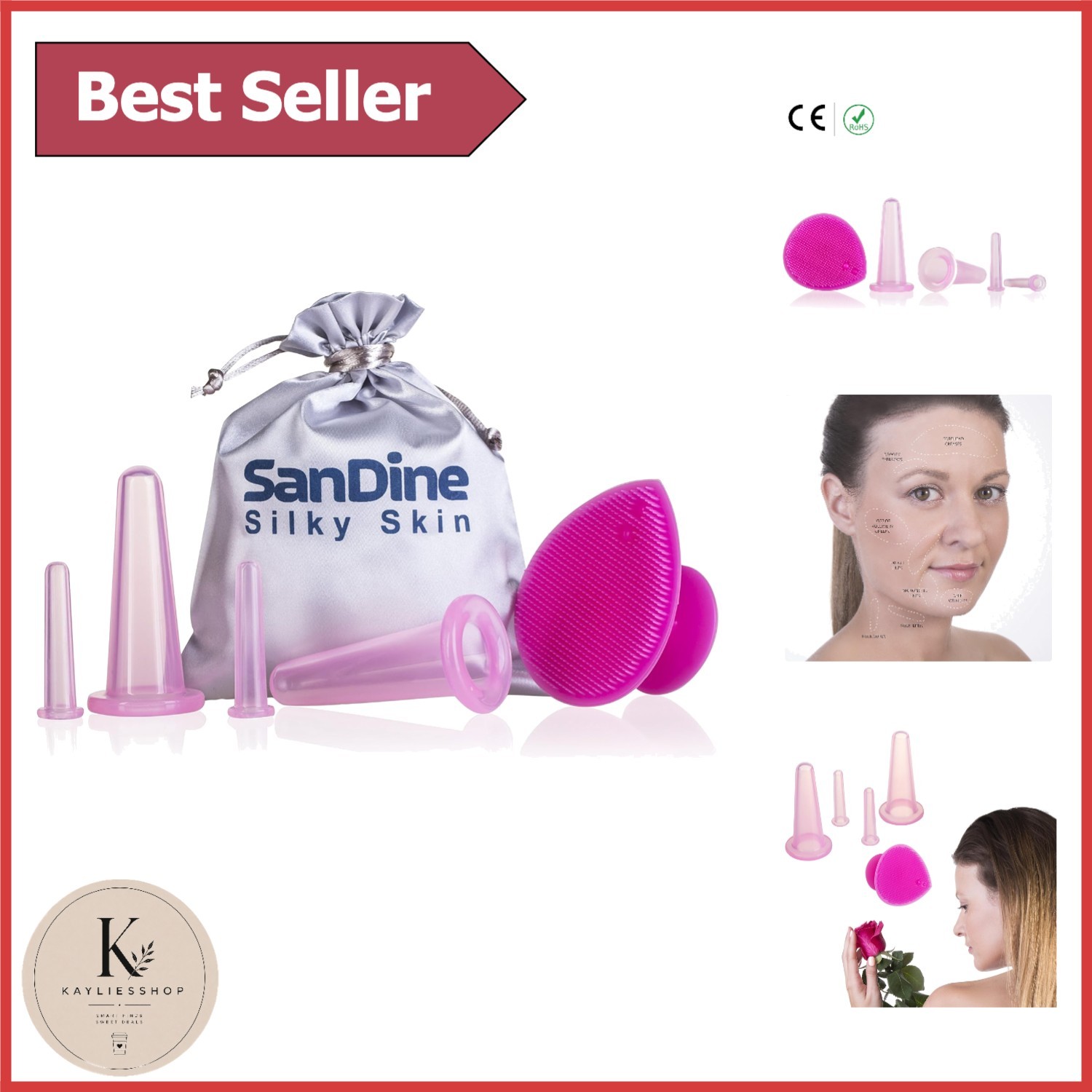 5-Piece Silicone Cupping System for Facial Contouring and Double Chin Reduction