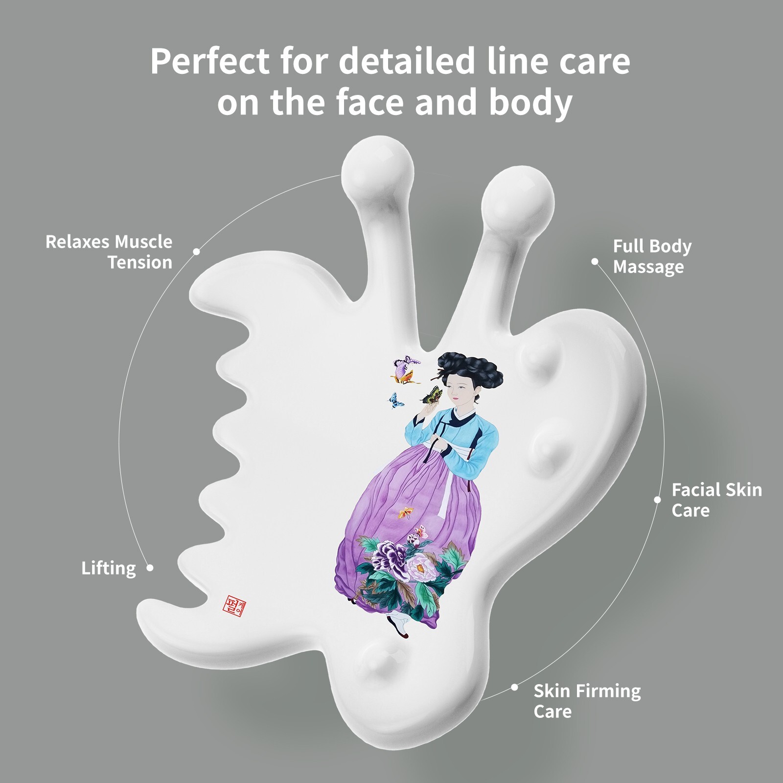 PEARLCARE Korean Handmade Ceramic Gua Sha Massage Tool Body&Face&Muscle Relief