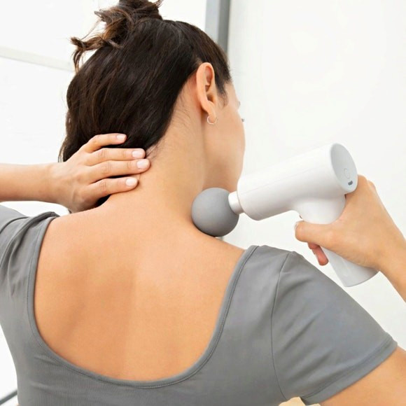 Rechargeable Cordless Handheld Percussion Massage Gun Neck/Back Pink/White