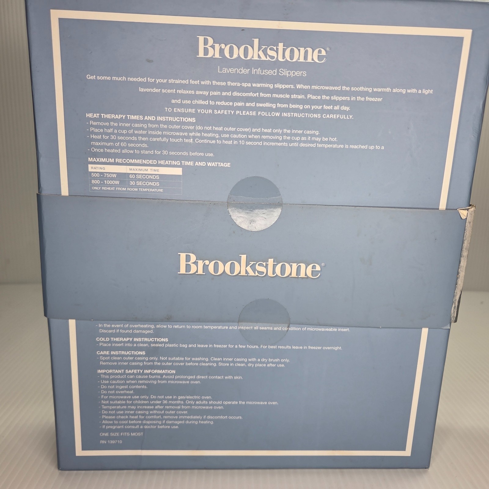 NEW! Brookstone Thera-Spa Warming Slippers Beige, Lavender Infused Calm Relaxing